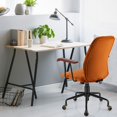 thumbnail image 5 of Giantex Ergonomic Swivel Adjustable Home Office Chair, Upholstered Velvet Leisure Chair w/Rubber Wood Armrests, Orange, 5 of 8