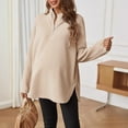 thumbnail image 6 of Dxzfnsa Pregnant Clothes for Women Women's Casual Half Zipper Maternity Pullovers Standing Collar Long Sleeved Solid Color Sweatshirts Loose Pregnant Clothing Tops, 6 of 7