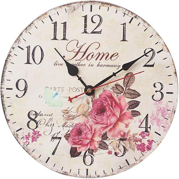 Reloj de pared vintage silencioso de madera de 12 pulgadas y 30 cm sin tictac