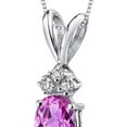 thumbnail image 2 of 1.03 ct Oval Shape Pink Created Sapphire and Diamond Pendant in 14K White Gold, 18", 2 of 2