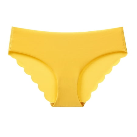 ZHAGHMIN Women Underwear Sports Seamless Panties Female Lingerie Breathable Briefs Lady Large Size Ice Silk Low-Rise Underpant Yellow SizeS