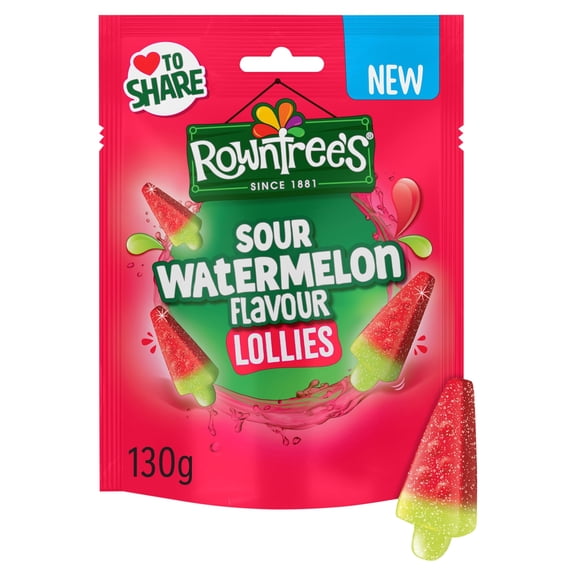 Rowntrees Sour Watermelon Flavour Lollies 130g, Imported from Britain