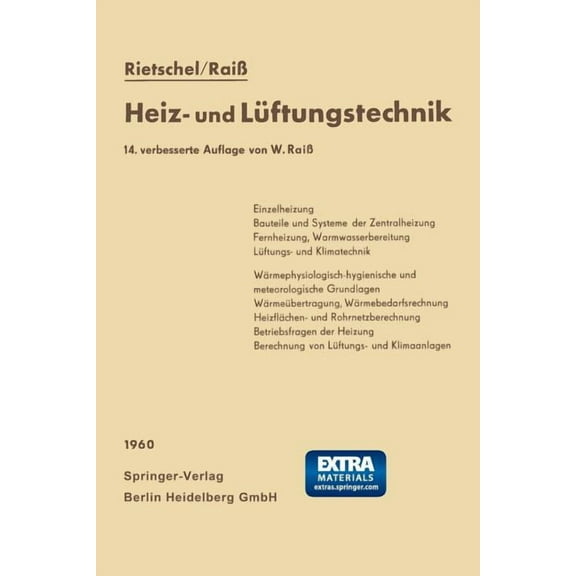 H. Rietschels Lehrbuch Der Heiz- Und Lüftungstechnik, (Paperback)