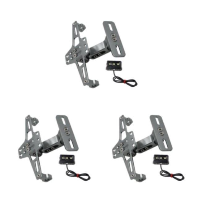 ZheElen Bracket Aluminum Moto Accessories Lightweight License Number Plate Holder Frame Registration Plates Mount with LED Light Gray 3PCS