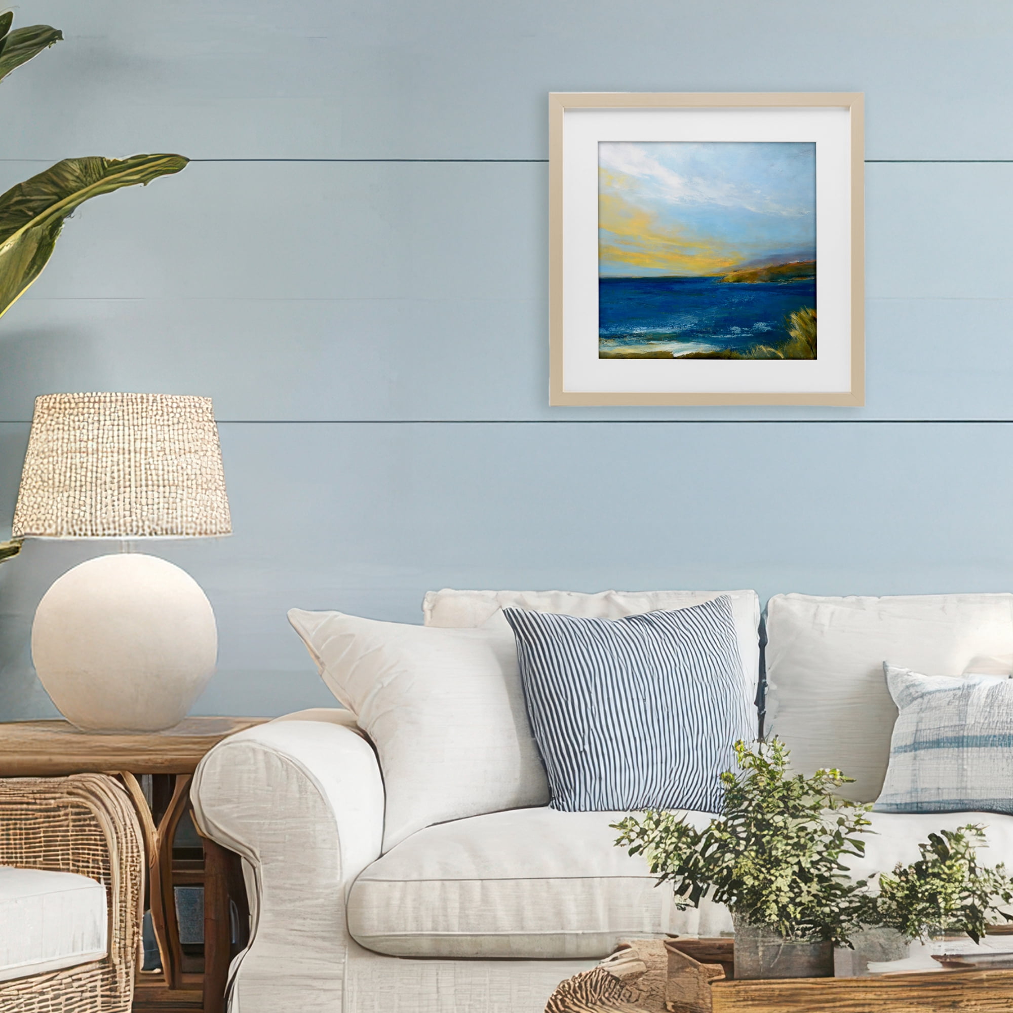Stupell Industries Vibrant Ocean Light at Dusk Birch Framed Print Under Glass, design by Patrick Dennis