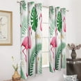 thumbnail image 3 of Tropical Flamingo Leaf Pattern Blackout Curtains Window Drapes Room Darkening Thermal Insulated Grommets Blackout Curtains, for Living, Dining, Bedroom,2 Panels, 3 of 6