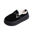 thumbnail image 2 of OKBOP Womens Warm Plush Flats Shoes Round Toe Comfortable Buckle Strap Winter Work Shoes, 2 of 5