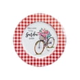thumbnail image 2 of Juego 6 Platos Galerias El Triunfo Metal Cuadros Rojos Blancos Bicicleta Con Flores 33cm, 2 of 4