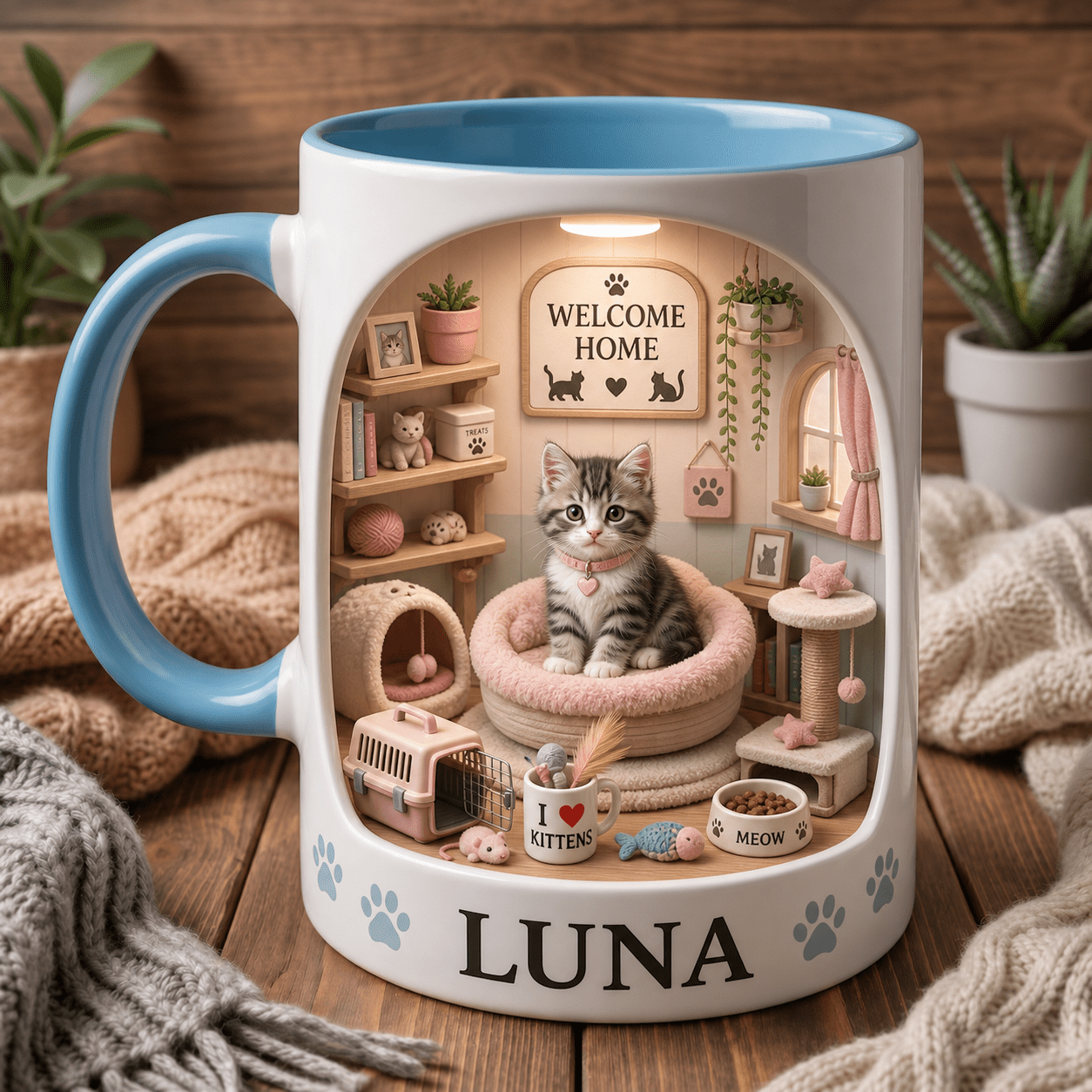 Personalized New Kitten Mug Custom Name Coffee Cup for Cat Lovers & New Pet Parents
