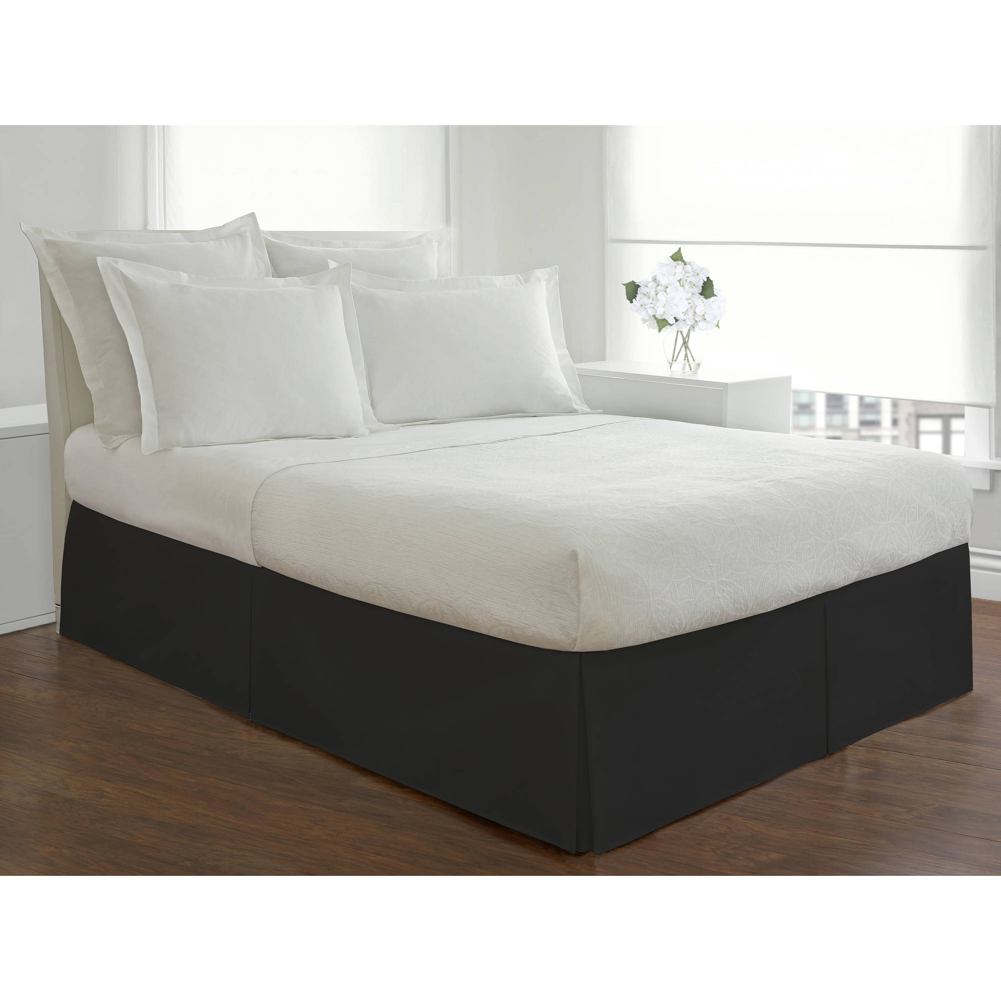 Luxury Hotel Microfiber Tailored Style Bed Skirt with Classic 14 Inch Drop Length, Twin, Black - image 2 of 6