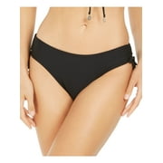 DKNY Women's Black Stretch Ruched Adjustable Bikini Full Coverage UV Protection Hipster Swimsuit Bottom S