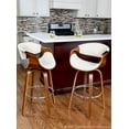 thumbnail image 5 of Curvini Mid-Century Modern Counter Stool in Walnut Wood and Cream Fabric by LumiSource - Set of 2, 5 of 9