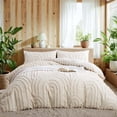 thumbnail image 3 of JOLUSERE 3 Piece Beige Tufted Duvet Cover Queen Set, Geometric Arch Pattern Shabby Chic Luxury Boho Bedding Set, 3 of 13