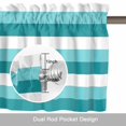 thumbnail image 6 of Turquoise Blue Valance Curtain and White Striped Geometric Window Valances Rod Pocket Short Curtains Window Treatments for Kitchen Bedroom Bathroom Laundry 56" x 16", 6 of 9