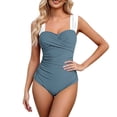 thumbnail image 2 of Mifsaly Womens One Piece Swimsuit Ruched Tummy Control Bathing Suits Color Block Strap Cross Front Monokini Slim Fit Athletic Swimming Swimwear XL, 2 of 7