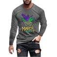 thumbnail image 2 of TIMIFIS Mardi Gras T-Shirts à Manches Longues pour Hommes Grande Taille Imprimés Carnaval Classique Col Rond Hauts, 2 of 5