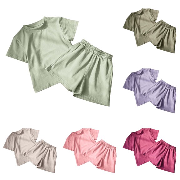 Girls Outfits Set Casual Summer Outfit Toddler Kids Sportswear Two Piece Short Sleeve Pants Comfy Play Clothes for Ages 2 10 6 Month Girl Clothes 3-4 Years