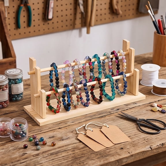 Dalxymotic Multi-Layer Bracelet Display Stand, Wooden Bracelet Display Stand, Multi-Layer Bangle Jewelry Organizer, Bracelet Display Stand for Countertop, Vanity, Dresser, Home
