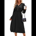 thumbnail image 1 of Vestido Mini de Larga con Escote en V para Mujer, Corte A, Cintura Alta, Informal, Fluido, Ideal para Invitadas A Cócteles y Bodas. Negro M, 1 of 10