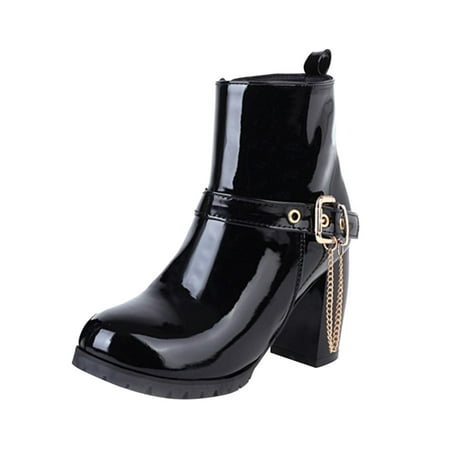 

Hvyes Women Ankle Boots Pointed Toe High Heel Winter Casual Warm Female Lightweight Water Resistant Solid Color Bootie Black Boots women size 6.5