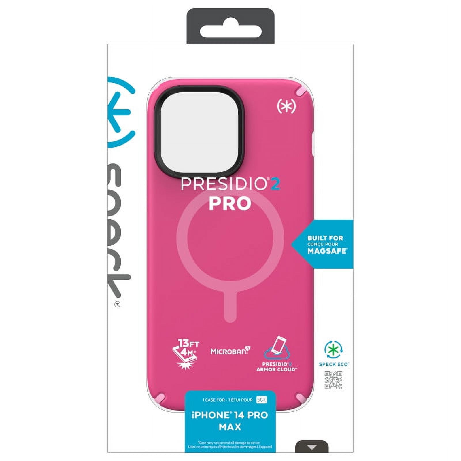 Speck iPhone 14 Pro Max Case-Presidio2 Pro-MagSafe-Digital Pink/Blossum Pink
