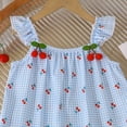 thumbnail image 6 of Girls Cherry Print Ruffle Dress A-Line Sleeveless Summer Dress for Kids Blue 3-9,Size 3 T, 6 of 9