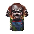 thumbnail image 6 of Lsque Chucky print Men's Cuban Collar Short Sleeve Shirt Summer Beachwear Casual Button Down Fashionable Vacation Leisure Shirt-3X-Large, 6 of 7