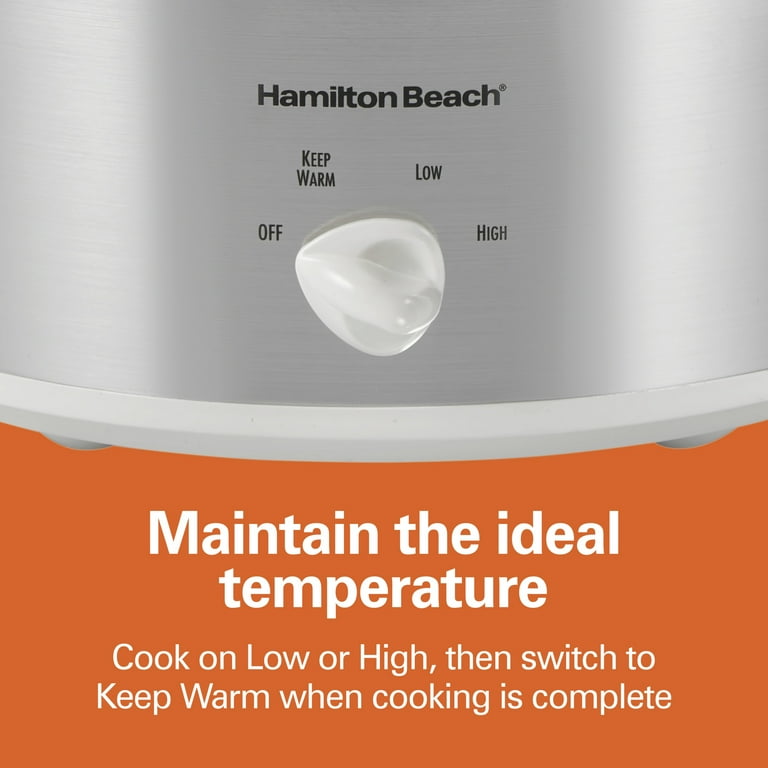 Hamilton Beach 4 Qt Slow Cooker, Stoneware Crock with Removable Pot, White and Silver