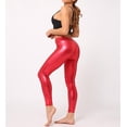 thumbnail image 3 of Women's Faux Leather Pants Bronzing Pu Leather Leggings Stretchy Night Out Pants Clubwear, 3 of 4