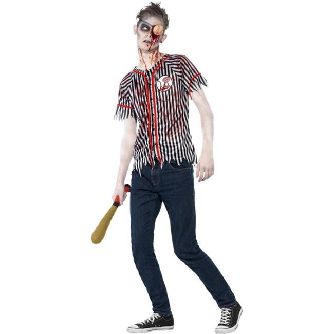 Smiffys 44334S Black & White Zombie Baseball Player Costume with Top