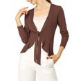 thumbnail image 5 of Allegra K Women's Open Tie Crop Knit Metallic Ruffled Cardigan, 5 of 6