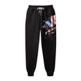 thumbnail image 6 of Men's Spring and Fall Sports Fitness Solid Color Trousers, Loose Running Casual Large Size Flag Print Sweatpants Cotton for Athletic Wear,Black,2XL, 6 of 6