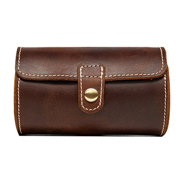 Estuche de viaje con rollo de reloj, organizador de caja de rollos de reloj para hombre, almacenamiento para el hogar, café Pequeña