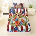 thumbnail image 3 of Manfei Watercolor Floral Twin Sheets,Classic Buck Head Flag Bedding,Red Navy,3-Piece,1 Fitted Sheet and 1 Pillowcase, 3 of 6