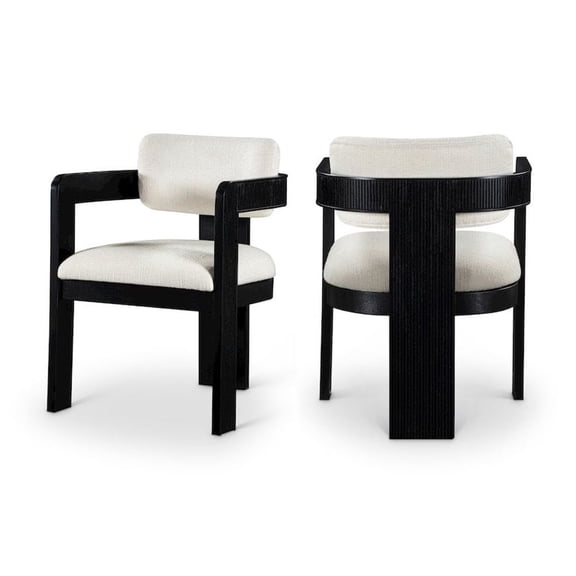 Meridian Furniture Sacha Cream Linen Textured Fabric Dining Chair (Set of 2)