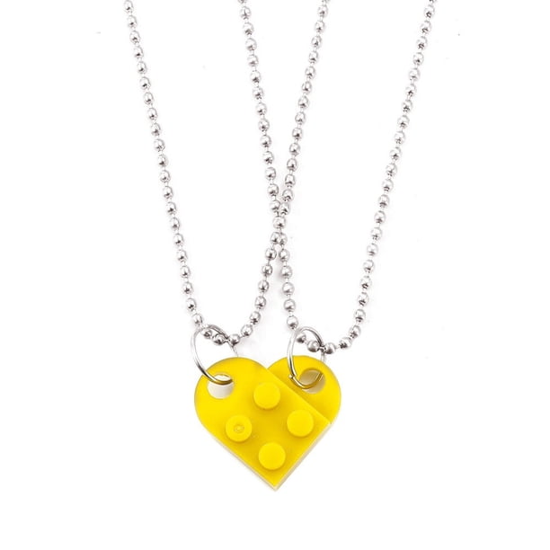 Collar de bloques de construcción en forma de corazón para mujer, colgante de costura desmontable de doble capa, joyería de buen amigo, moda