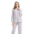 thumbnail image 6 of GLOBAL 100% Cotton Pajamas for Women Notch Collar Pjs Cozy Button Down Homewear with Pockets, Spring & Summer, 2-Piece, Sizes S to 3X, 6 of 7