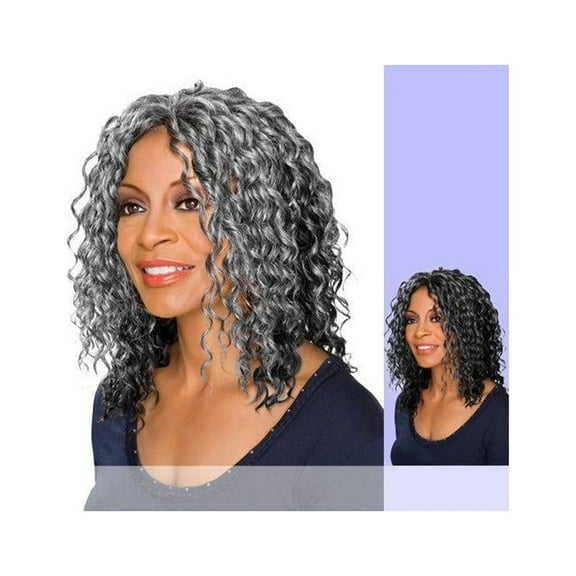 GLENDA (Foxy Silver) - Synthetic Mono Front Half Wig in DARK BROWN