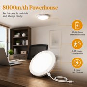 Rechargeable LED Ceiling Light with Motion Sensor, 3 Light Modes, 10‑Level Brightness Adjustment, Remote Control, Dimmable & Timer Function, for Living Room, Bathroom, Pantry