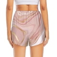 thumbnail image 4 of Uemuo Rose Gold Glitter Splatter Pattern Women's Athletic Shorts High Waisted Running Shorts with Liner Pockets Gym Elastic Workout Shorts-Medium, 4 of 9