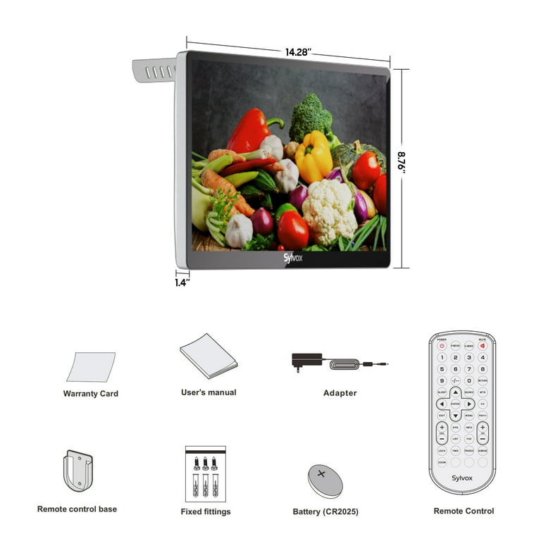 Sylvox 15.6 inch Kitchen TV, 1080P Full HD Under Cabinet TV