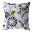 thumbnail image 1 of HomeRoots 410784 18 in. Navy & White Floral Suede Zippered Throw Pillow, Multi Color, 1 of 1