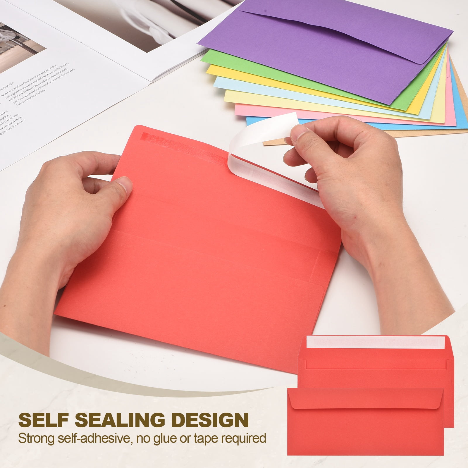 Uxcell 60 Pack Red #10 Business Envelopes, Colored Self Seal Letter Size