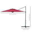 thumbnail image 3 of Outsunny 10FT Cantilever Patio Umbrella Offset Umbrella w/ Crank&Tilt Red, 3 of 10