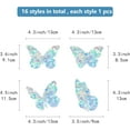 thumbnail image 2 of 16 Sheets 4 Styles Waterproof PVC Colored Laser Stained Window Film Static Stickers Electrostatic Window Stickers Rectangle Butterfly Pattern 330x830mm, 2 of 9
