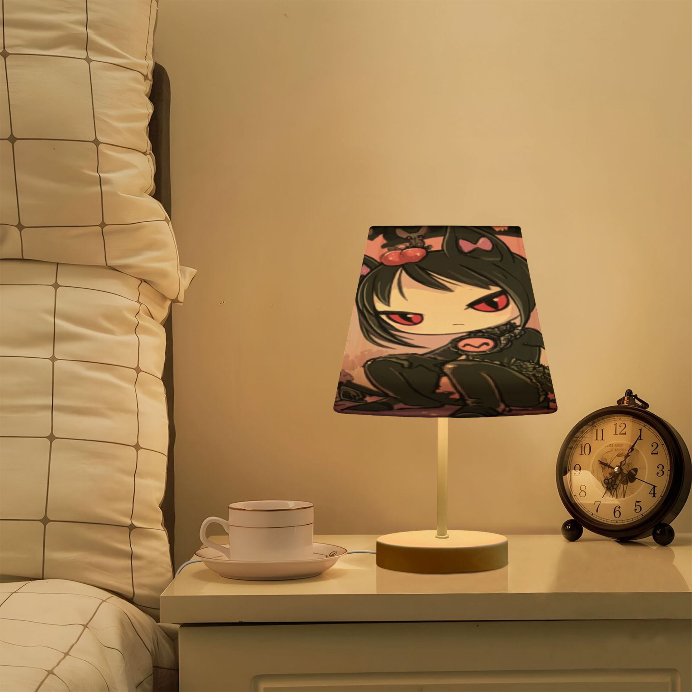 LED Desk Lamp Cute Vampire with Cat Ears Table Nightstand Lamps with 3 Color Temperatures for Home Bedroom Living Room Decor 8x12