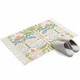 thumbnail image 4 of Boho Green Flower Bathroom Rug 2'x3', Botanical Watercolor Leaf Floral Low Profile Front Entryway Rug with Tassels, Woven Cotton Washable Kitchen Mat Carpet for Foyer Bedroom Back Door Decor, 4 of 9
