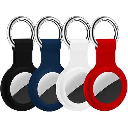Case Compatible with Apple AirTags Case Keychain Air tag Holder Air Tag Key Ring Cases Air Tags Protective Cover Key Chain Loop Holders Silicone for Luggage Dog Cat Pet Collar 4 Pack
