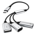 thumbnail image 1 of Adaptador divisor USB C TimoVo USB-C macho a 2 USB-C hembra y 1 USB-A hembra, 1 of 7