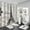 Light Grey, variant on 4Pcs Paris Eiffel Tower Shower Curtain Sets Bathroom Set Decor with Non-Slip Rugs Bath U-Shaped Mat Toilet Lid Cover Waterproof Vintage Word Art Bathroom Curtains Shower Set with 12 Hooks